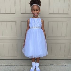 Girls White Flower Girl Dress
